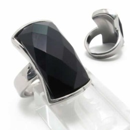 Prsteň S Titánovou Intarziou, Čierny Achát, 13 Mm