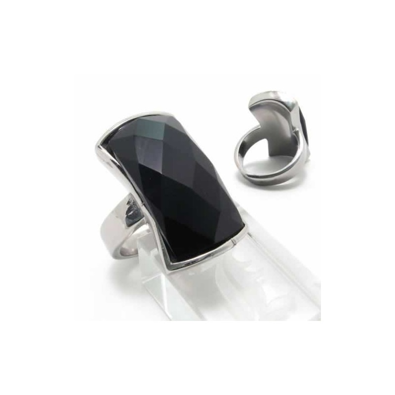 Prsteň S Titánovou Intarziou, Čierny Achát, 13 Mm