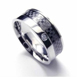 Prsteň S Diamantmi A Intarziou Z Titánu, 8 Mm