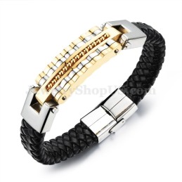Elegantný Pánsky Titánový Kožený Náramok C993