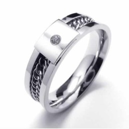 Prsteň S Diamantmi A Intarziou Z Titánu, 6 Mm