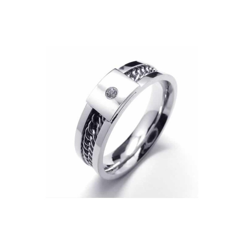 Prsteň S Diamantmi A Intarziou Z Titánu, 6 Mm