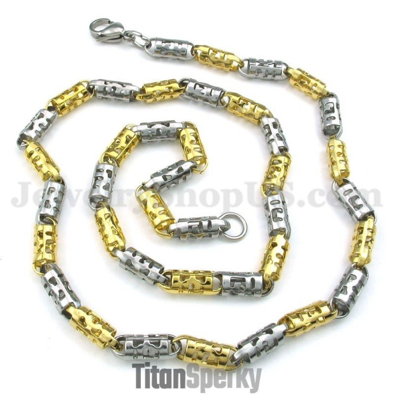 Nádherný Zlatý Pánsky Titánový Náhrdelník S Retiazkou