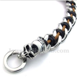 Pánsky Kožený Náramok S Titánovou Lebkou