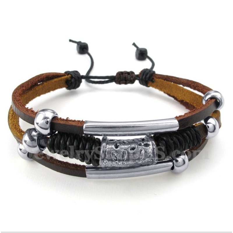 Pánsky Titánový Kožený Náramok