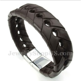 Pánsky Titánový Kožený Náramok