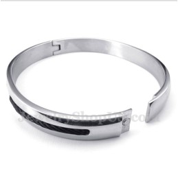 Pánsky Titánový Diamantový Náramok S Čiernym Káblom