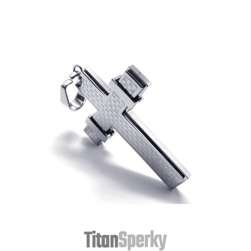 Titánový Prívesok S Módnym Krížom (Strieborný)