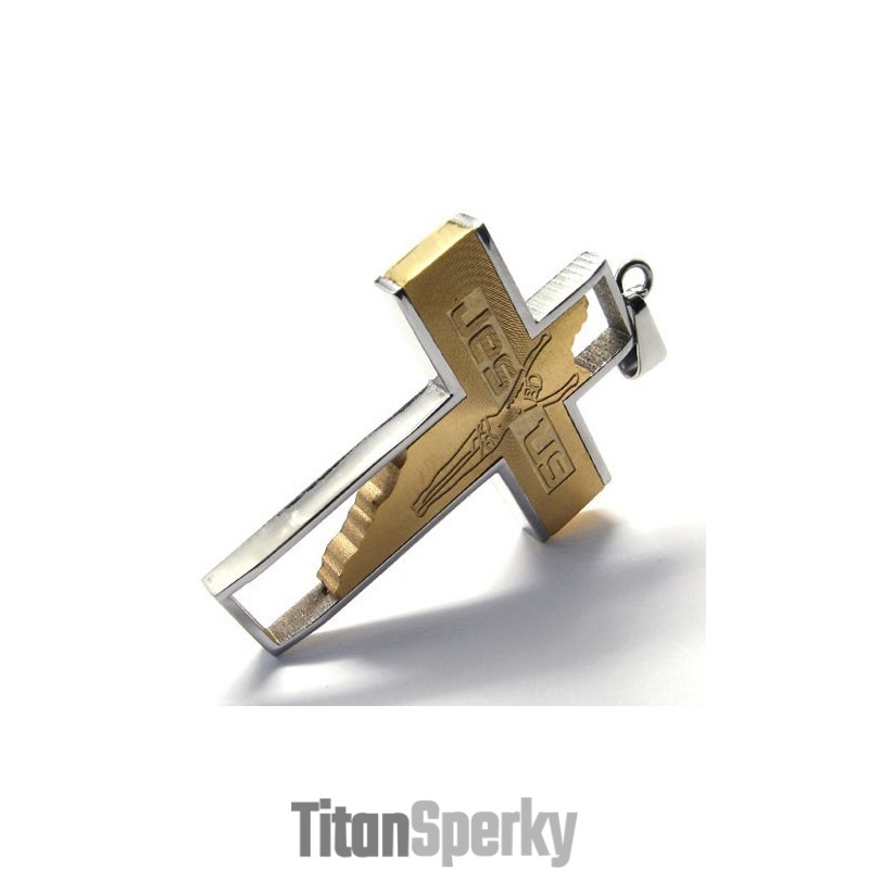 Titánový Prívesok Ježišov Kríž (Zlatý) Titánový Prívesok Ježišov Kríž (Zlatý)