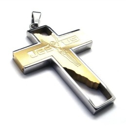 Titánový Prívesok Ježišov Kríž (Zlatý)