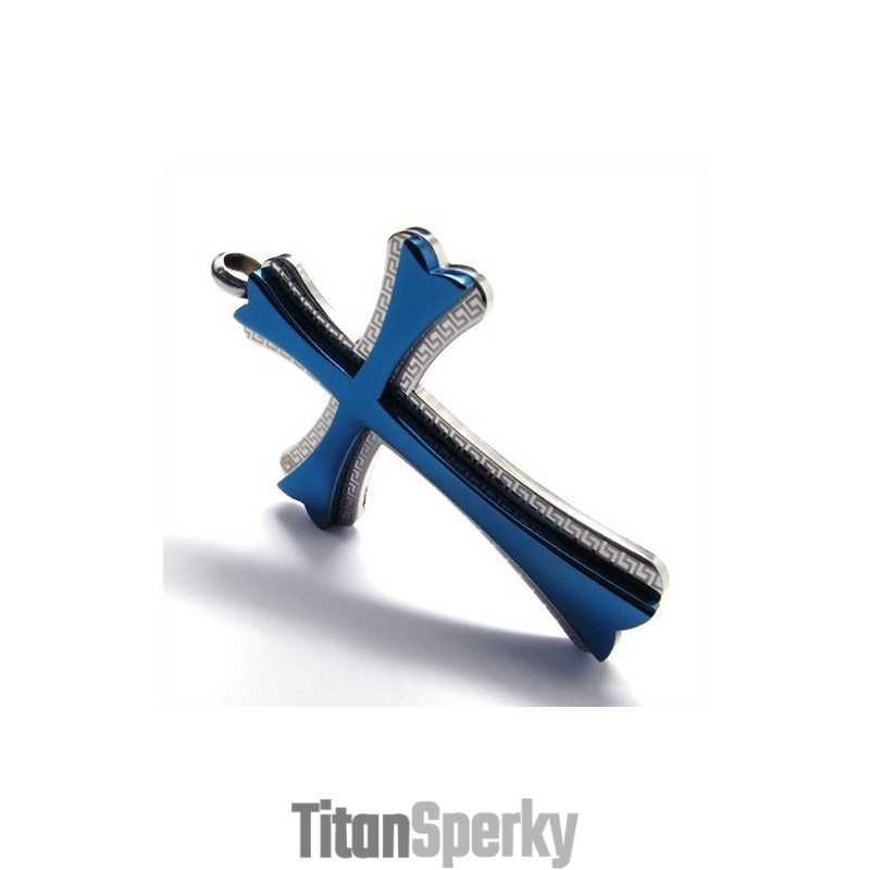 Titánový Prívesok S Krížom V Novom Štýle (Modrý) Titánový Prívesok S Krížom V Novom Štýle (Modrý)