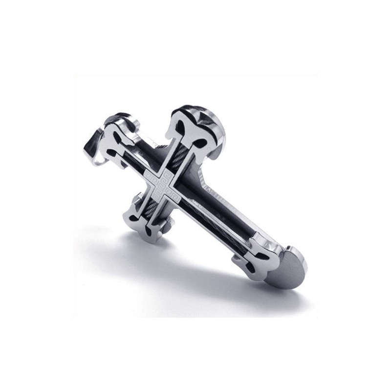 Titánový Prívesok Módny Športový Kríž (Strieborný)