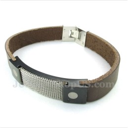 Pánsky Kožený Náramok Z Titánu A Brnenia