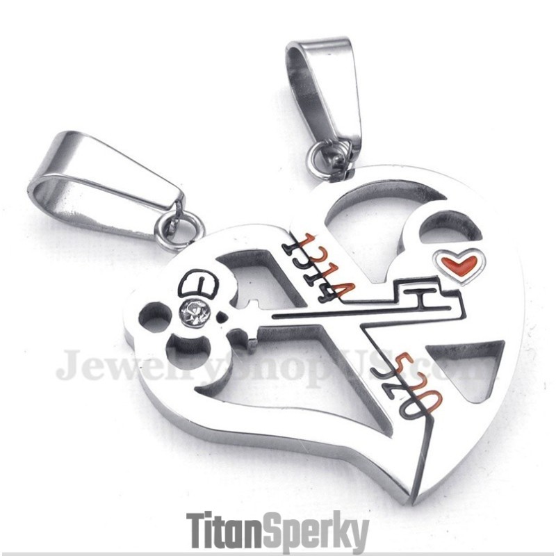 Titánový Prívesok V Tvare Srdca So Zámkom Pre Pár S Retiazkou Zadarmo (Jeden Pár)