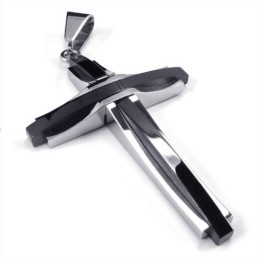 Módny Titánový Prívesok S Vlnitým Krížom (Čierny)