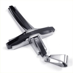 Módny Titánový Prívesok S Vlnitým Krížom (Čierny)