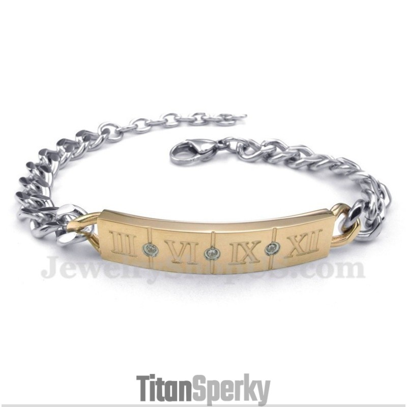 Pánsky Titánový Diamantový Náramok S Rímskymi Číslicami