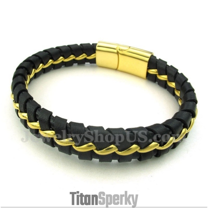 Pánsky Titánový Kožený Náramok