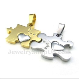 Titánovo-Zlatý Prívesok S Puzzle A Retiazkou Zadarmo (Jeden Pár)
