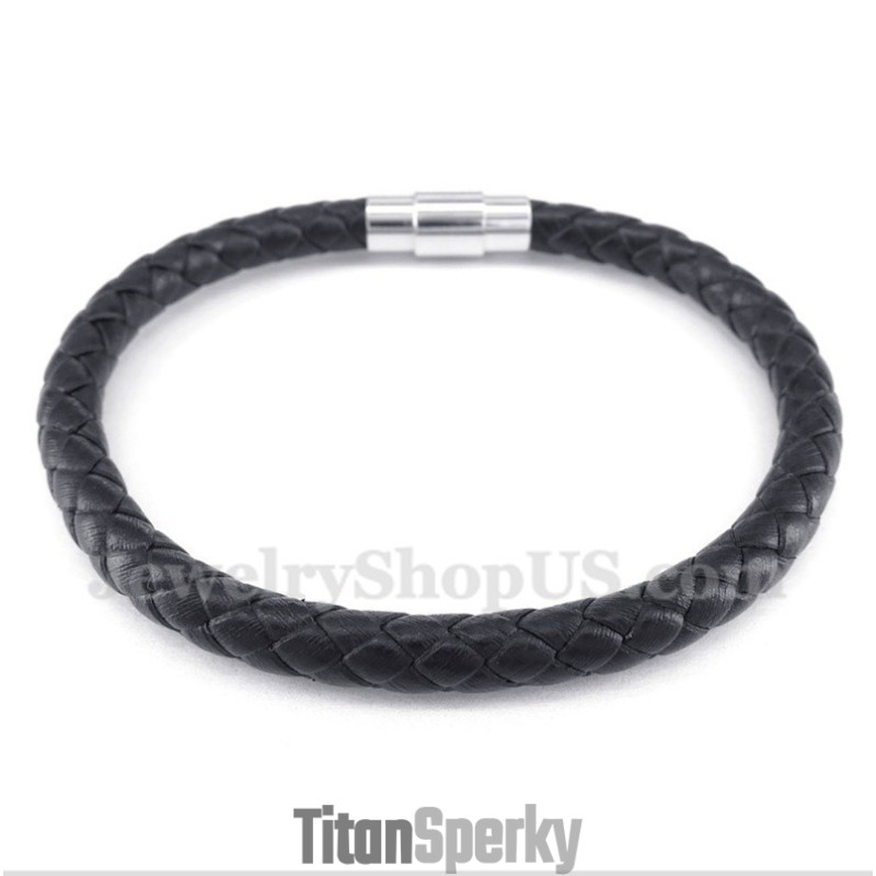 Pánsky Čierny Kožený Náramok