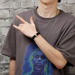 Tyrkysový Titánový Náramok, Módny Pánsky Kožený Náramok S Krížom