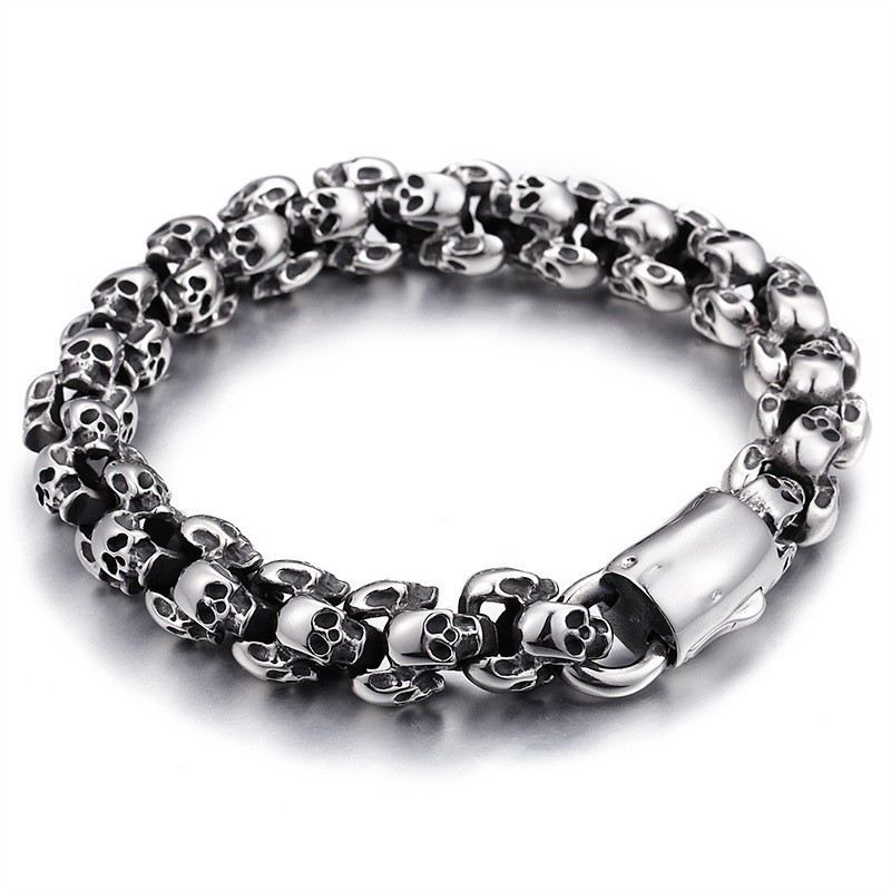 Módny Titánový Náramok S Lebkou Pre Mužov