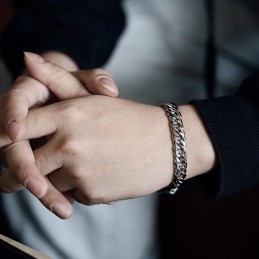 Tide Accessories Fashion Titanium Pánsky Náramok S Retiazkou A Štvorcovou Prackou Na Stavce