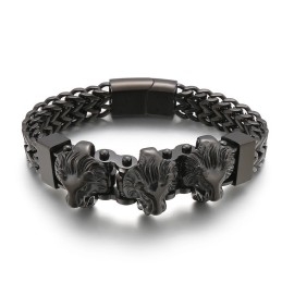 Pánsky Titánový Náramok Bully Skull Wolf Head Levia Hlava, Zmiešaná Dávka