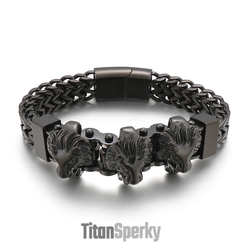 Pánsky Titánový Náramok Bully Skull Wolf Head Levia Hlava, Zmiešaná Dávka Pánsky Titánový Náramok Bully Skull Wolf Head Levia Hlava, Zmiešaná Dávka