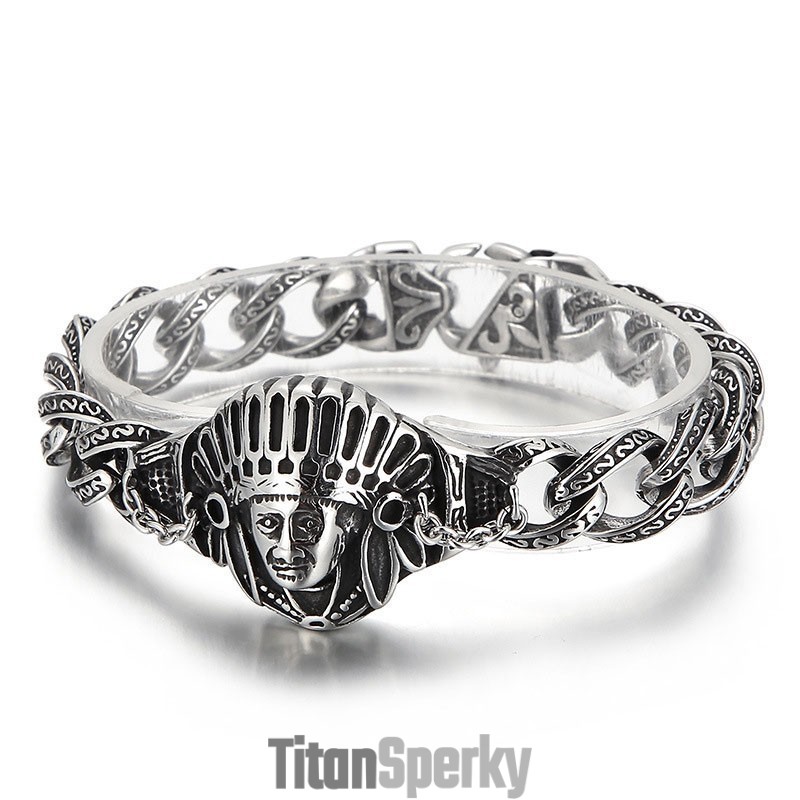 Nový Odlievací Šperk Retro Cool Chief Pattern Titanium Pánsky Náramok