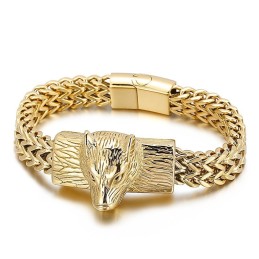 Pánsky Titánový Náramok Hip Hop Wolf Head Double Row Keel Woven Chain