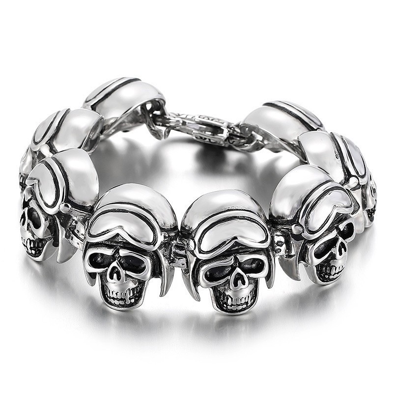 Vintage Cool Rock Skull Titánový Náramok Pre Mužov
