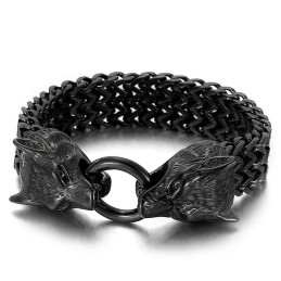 Elegantný Trendy Titánový Náramok S Hlavou Vlka