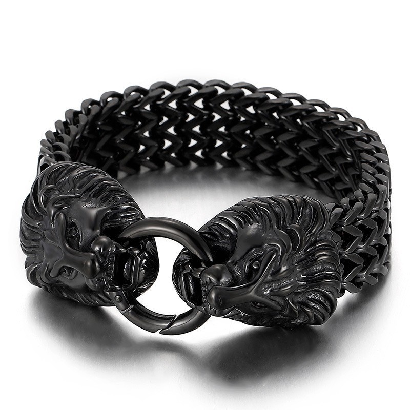 Elegantný Trendy Titánový Náramok S Hlavou Leva Elegantný Trendy Titánový Náramok S Hlavou Leva