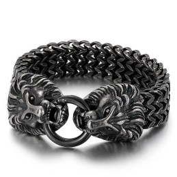 Elegantný Trendy Titánový Náramok S Hlavou Leva