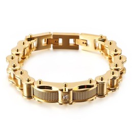 Pánsky Titánový Náramok Rock Biker Chain S Diamantom