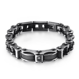 Pánsky Titánový Náramok Rock Biker Chain S Diamantom