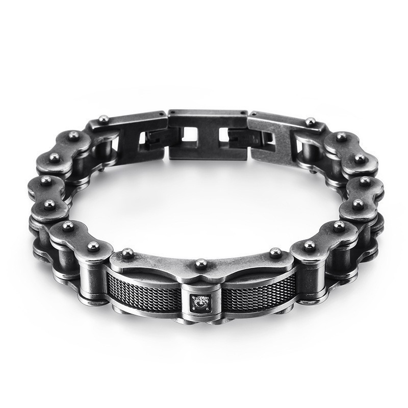 Pánsky Titánový Náramok Rock Biker Chain S Diamantom Pánsky Titánový Náramok Rock Biker Chain S Diamantom