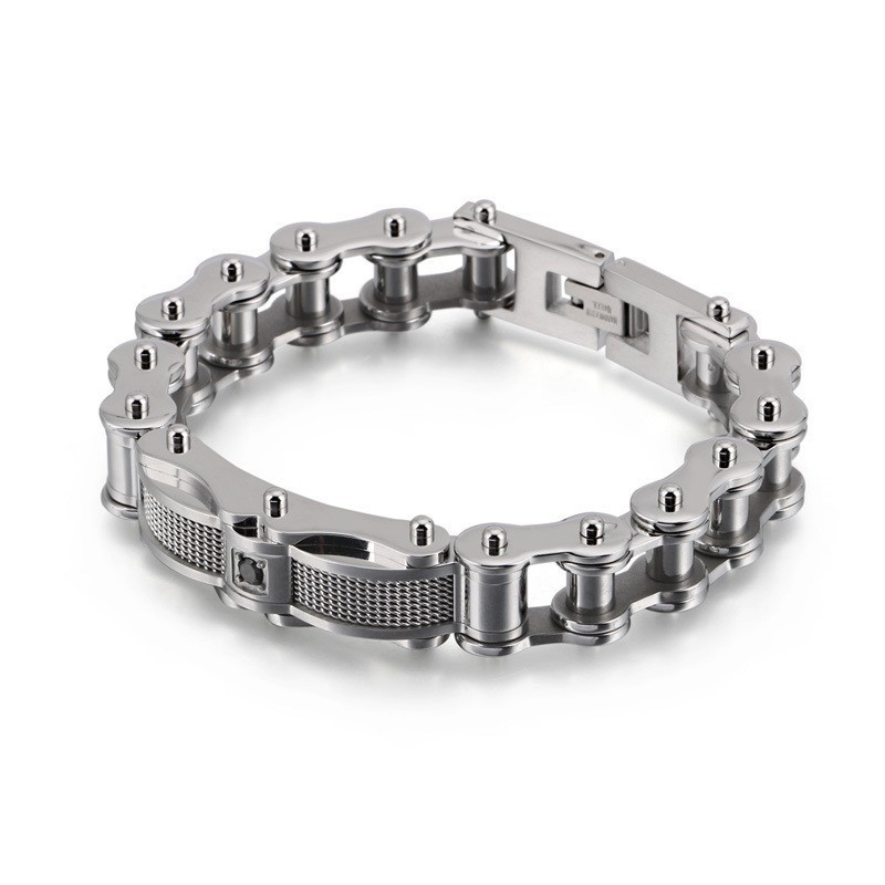Pánsky Titánový Náramok Rock Biker Chain S Diamantom Pánsky Titánový Náramok Rock Biker Chain S Diamantom