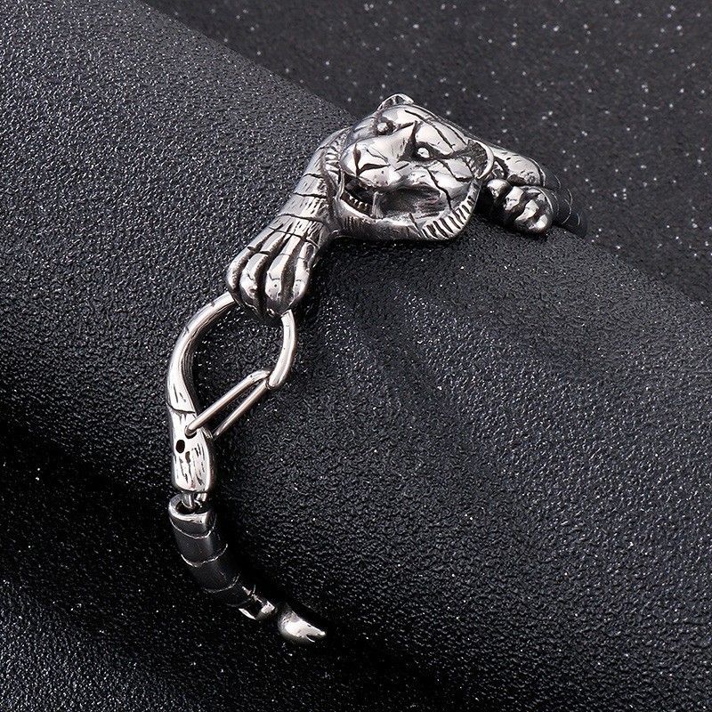 Pánsky Titánový Náramok S Tigrom V Starožitnom Zlate