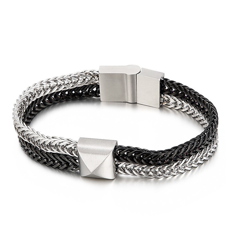 Pánsky Náramok Tide Hip-Hop Double-Layer Colorful Keel Woven Chain Z Titánu Pánsky Náramok Tide Hip-Hop Double-Layer Colorful Keel Woven Chain Z Titánu
