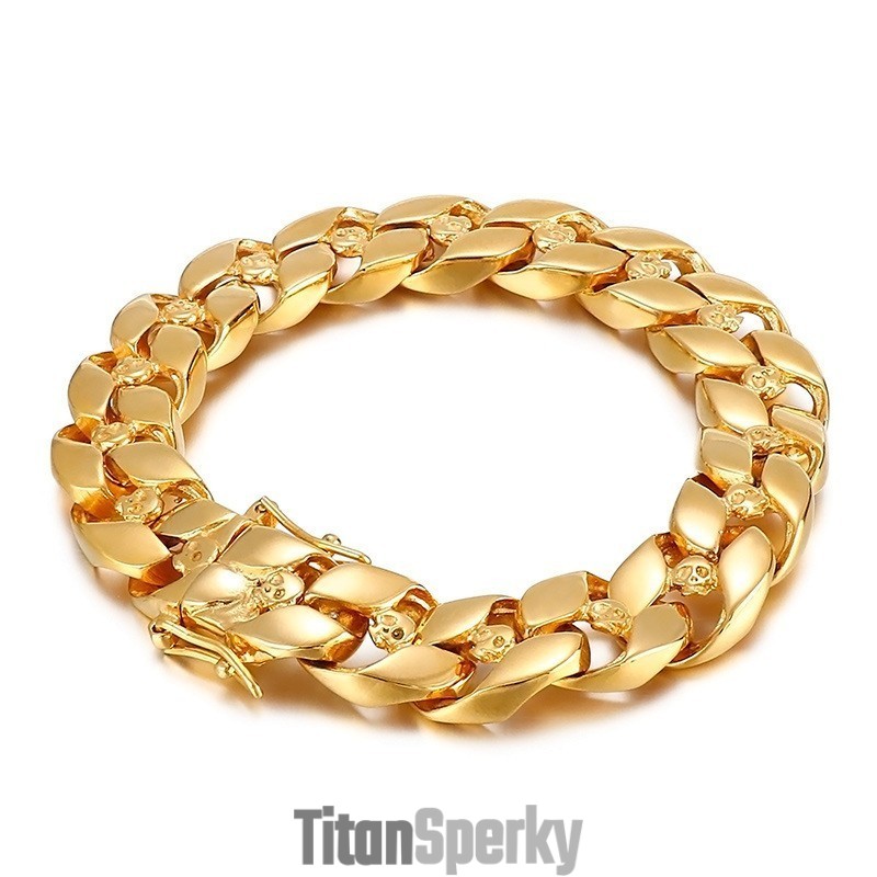 Módny Hip-Hopový Pánsky Titánový Náramok S Lebkou