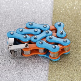 Jednoduchý Maľovaný Modro-Oranžový Titánový Pánsky Motorkársky Náramok