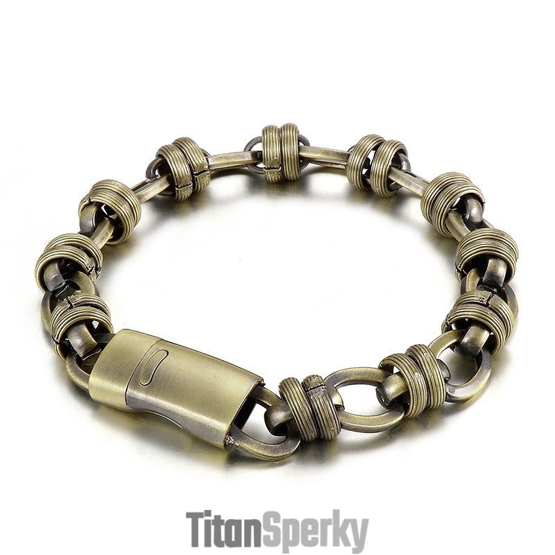 Pánsky Vintage Bronzový Oválny Titánový Náramok Pánsky Vintage Bronzový Oválny Titánový Náramok