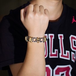 Pánsky Cyklistický Náramok Z Titánu S Pokovovaním Lebky A Prehnanou Módou