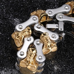 Pánsky Cyklistický Náramok Z Titánu S Pokovovaním Lebky A Prehnanou Módou