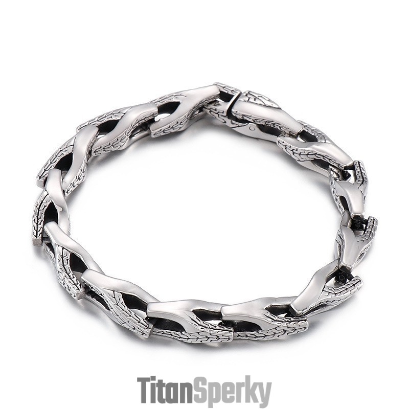 Titánový Náramok S Hadími Kosťami Pre Mužov
