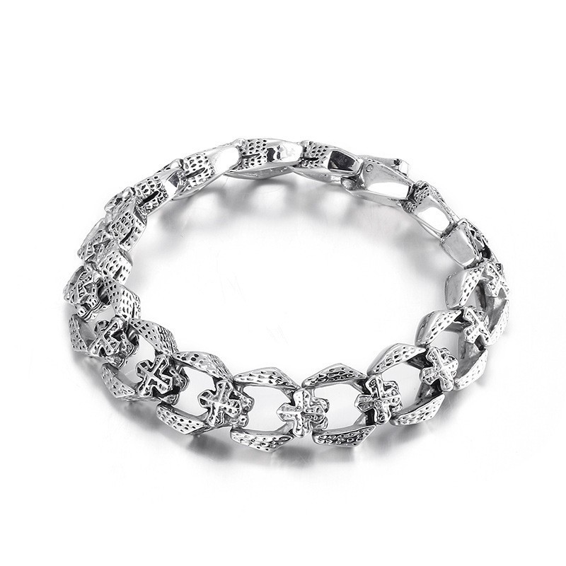 Pánsky Titánový Náramok S Krížom A Kvetom