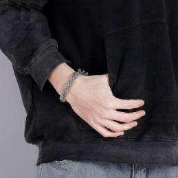 Pánsky Titánový Náramok S Retiazkou Z Hadej Kosti