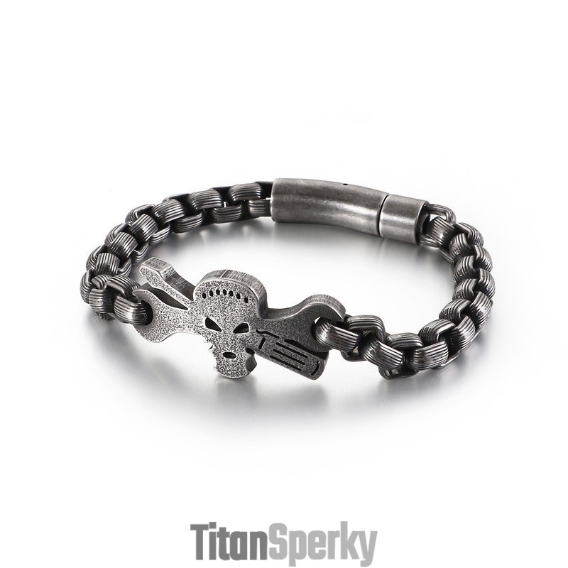 Pánsky Titánový Náramok S Lebkou